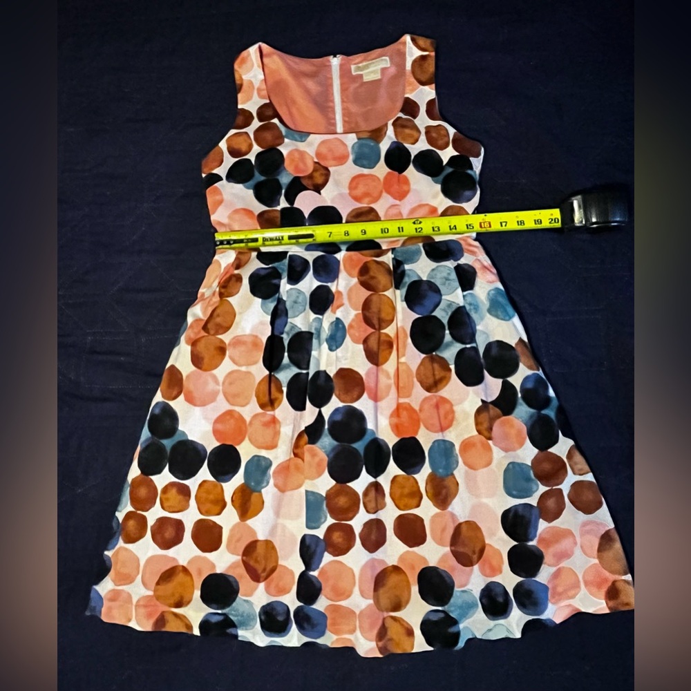 Michael Kors navy and coral Polka Dot Dress size 6 - Picture 9 of 11